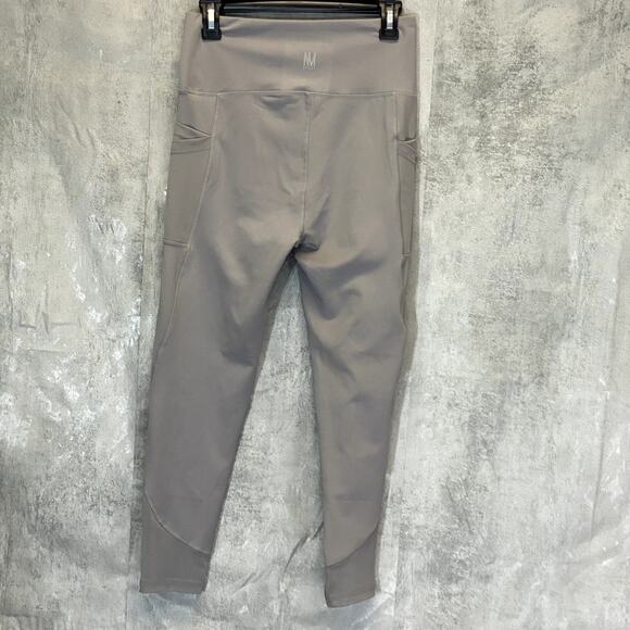 NICOLE MILLER Women's Grey High-Rise Contrast Stripe Mesh Leg Pull-On Crop - Picture 2 of 9